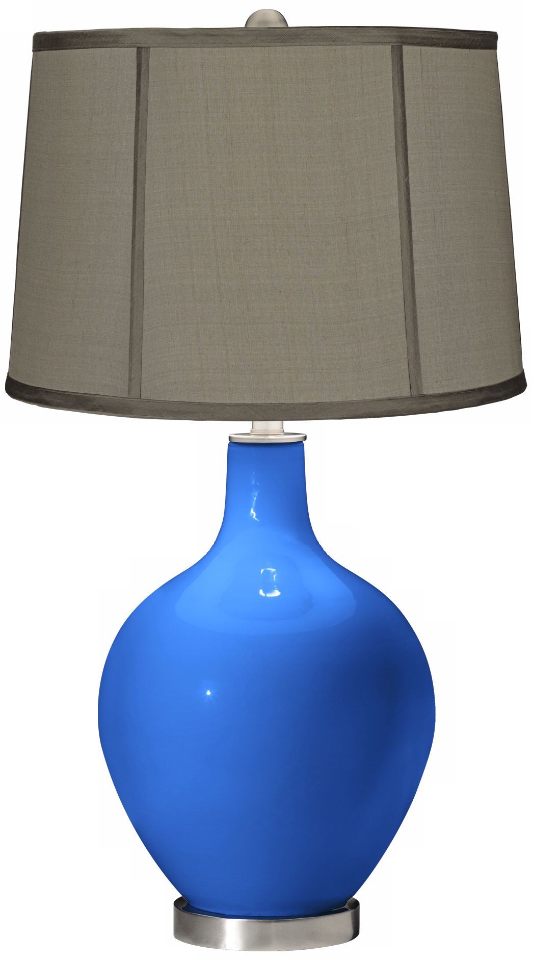 Royal Blue Gray Dupioni Silk Shade Ovo Table Lamp