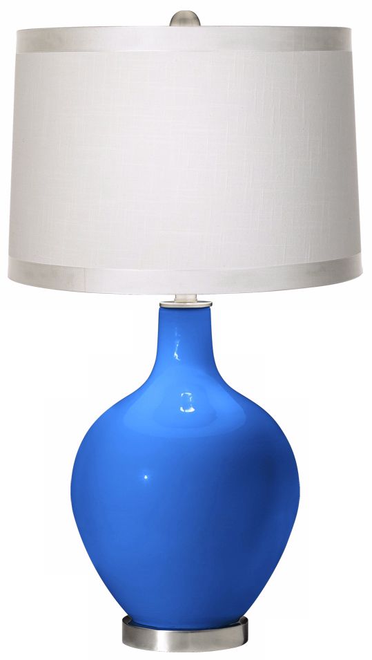 Royal Blue White Drum Shade Ovo Table Lamp