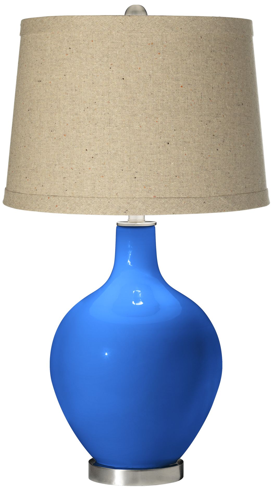 Royal Blue Oatmeal Linen Shade Ovo Table Lamp