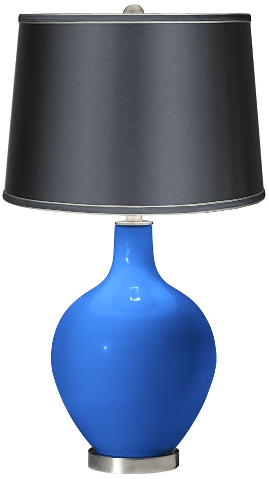 Royal Blue - Satin Dark Gray Shade Ovo Table Lamp