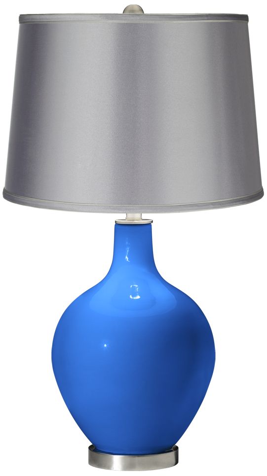 Royal Blue - Satin Light Gray Shade Ovo Table Lamp
