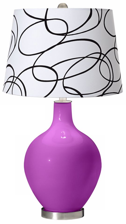 Peony Purple Squiggle Shade Ovo Table Lamp