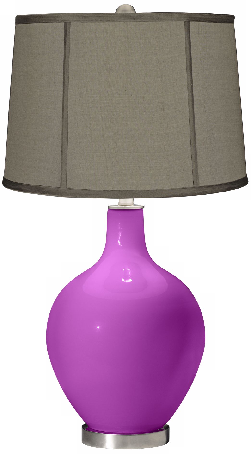 Peony Purple Gray Dupioni Silk Shade Ovo Table Lamp
