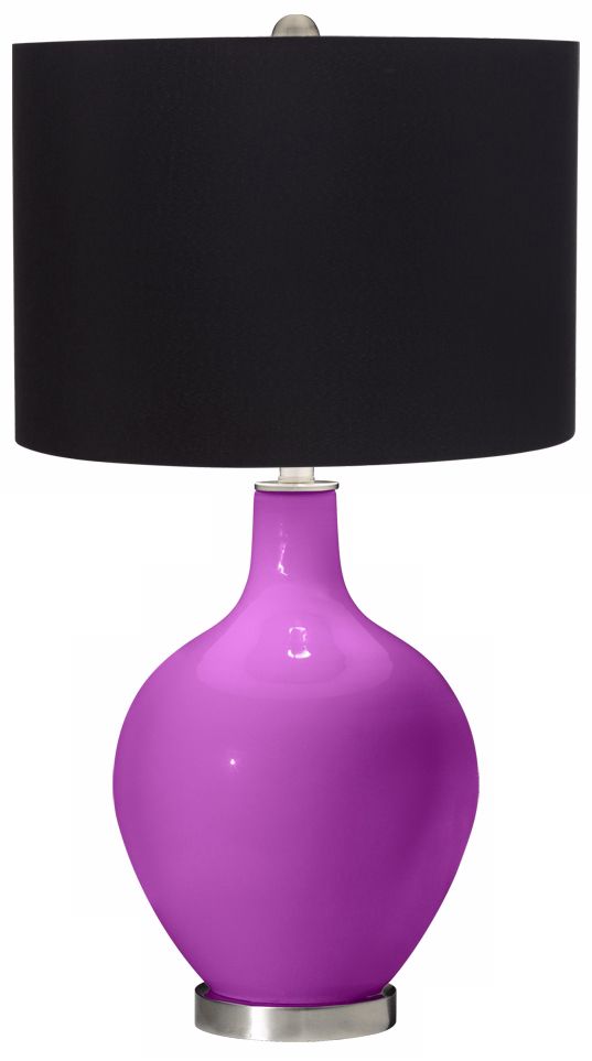 Peony Purple Black Shade Ovo Table Lamp