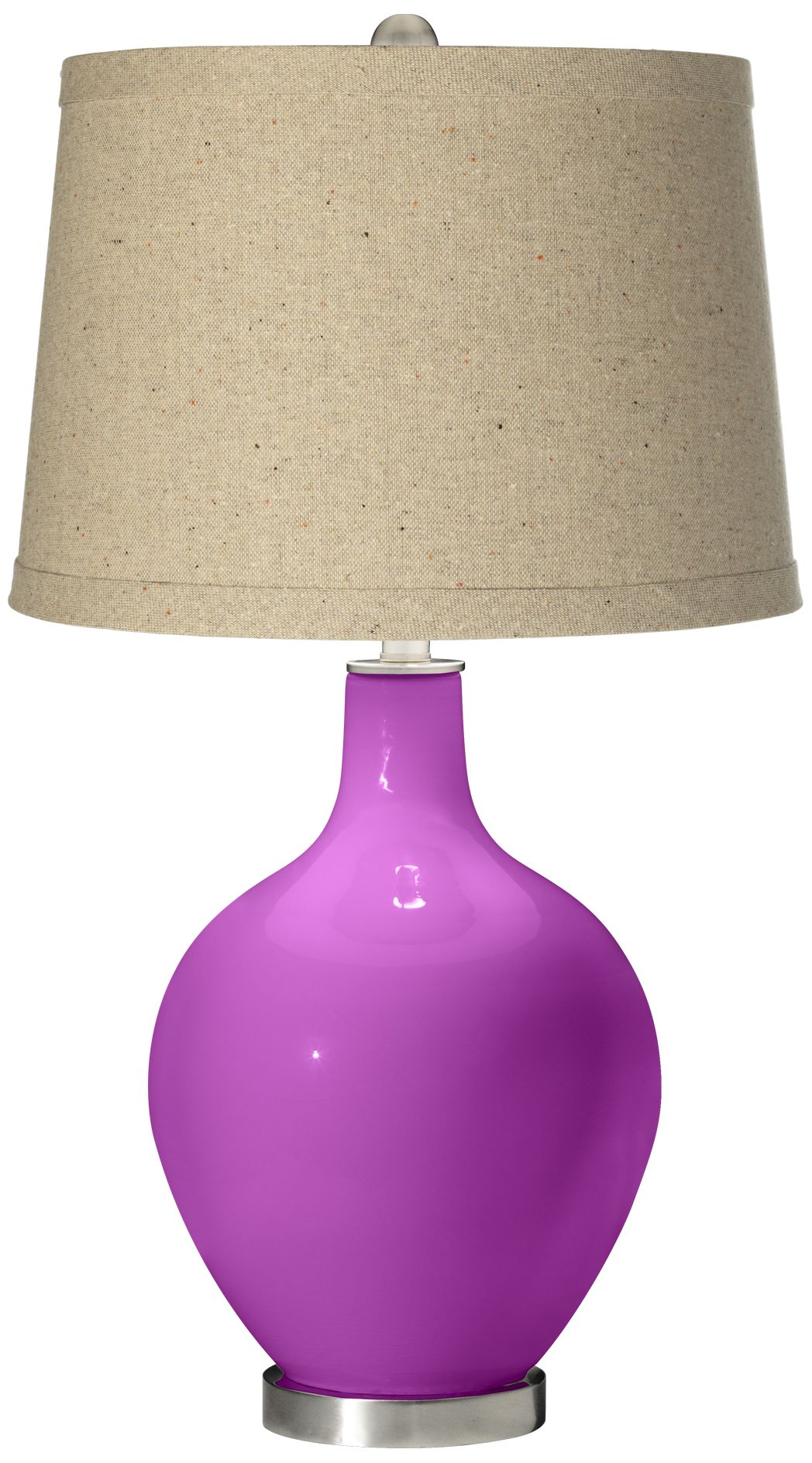 Peony Purple Oatmeal Linen Shade Ovo Table Lamp
