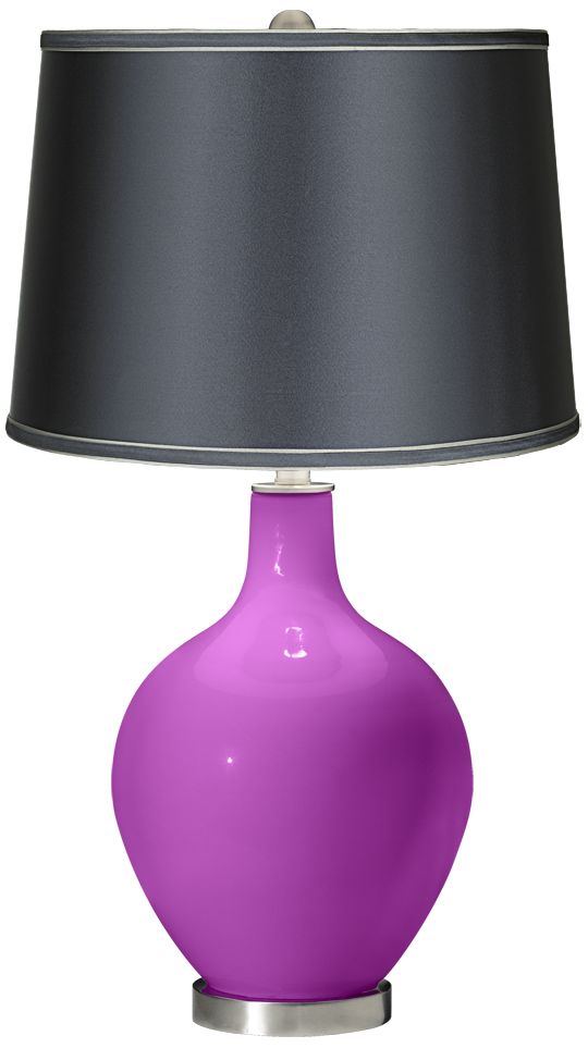 Peony Purple - Satin Dark Gray Shade Ovo Table Lamp
