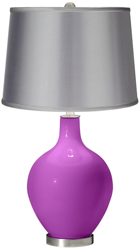 Peony Purple - Satin Light Gray Shade Ovo Table Lamp