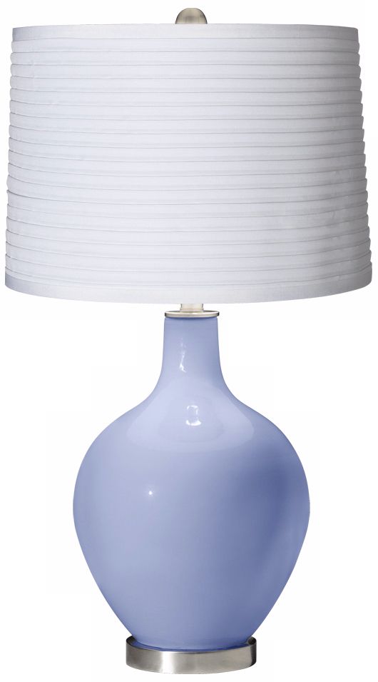 Lilac White Pleated Shade Ovo Table Lamp