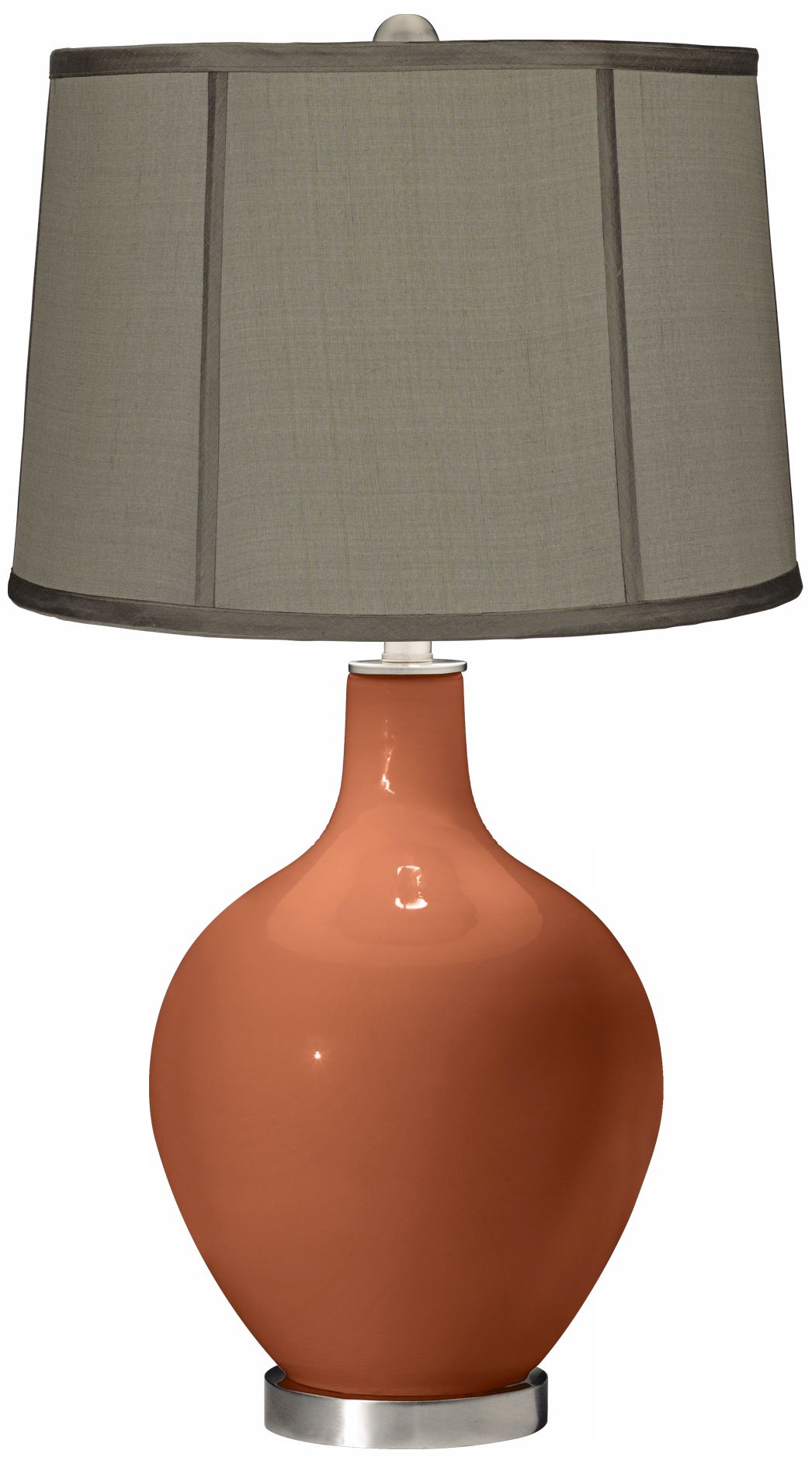 Fawn Brown Gray Dupioni Silk Shade Ovo Table Lamp