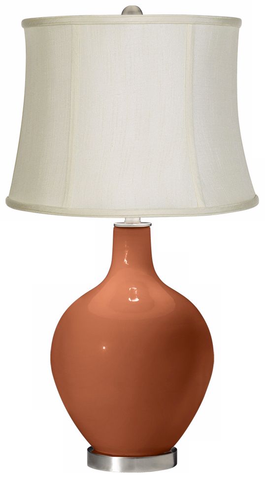 Fawn Brown Creme Fabric Drum Ovo Table Lamp