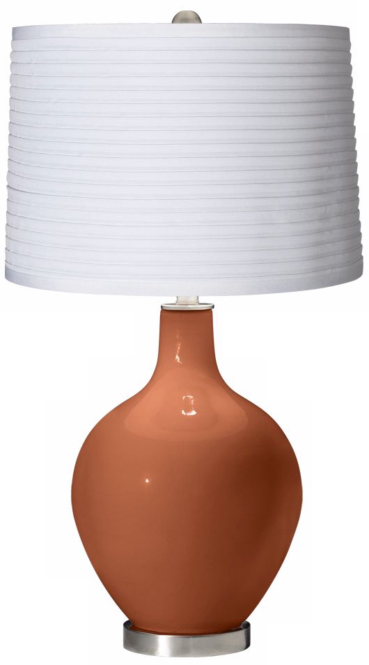 Fawn Brown White Pleated Shade Ovo Table Lamp