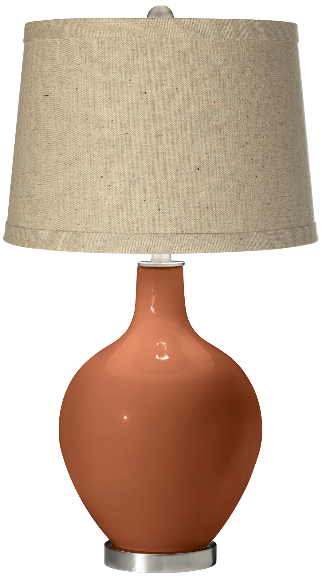 Fawn Brown Oatmeal Linen Shade Ovo Table Lamp