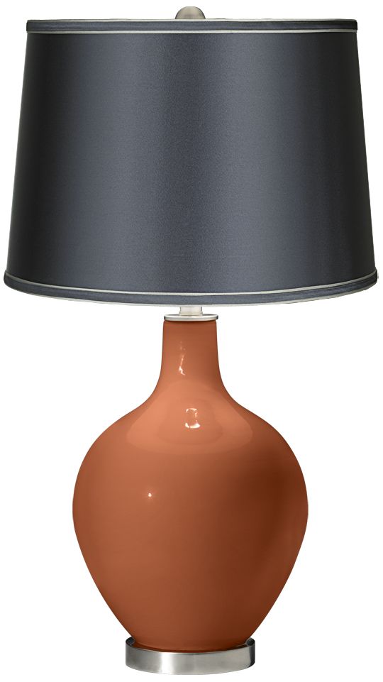 Fawn Brown - Satin Dark Gray Shade Ovo Table Lamp