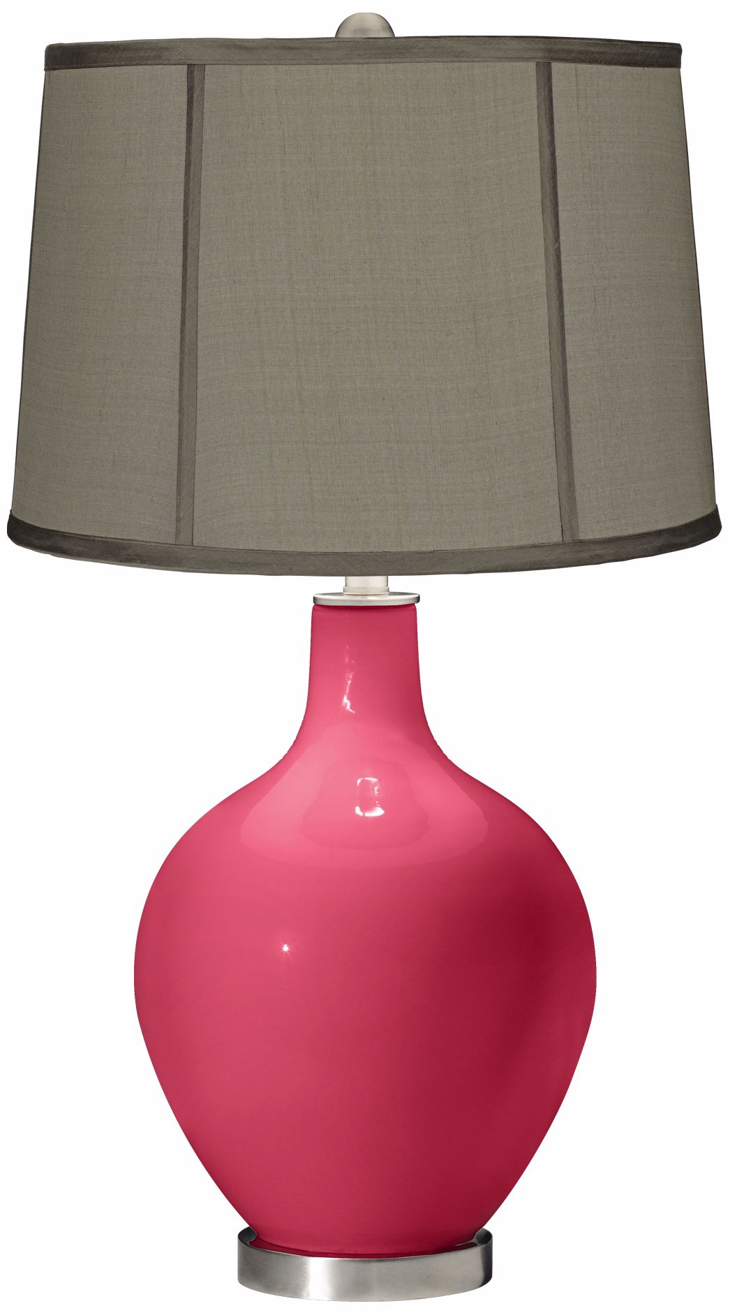 Antique Red Gray Dupioni Silk Shade Ovo Table Lamp