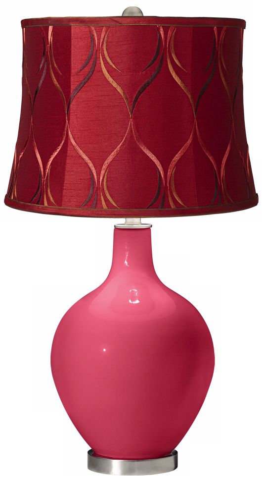 Antique Red Merlot Embroidered Ovo Table Lamp
