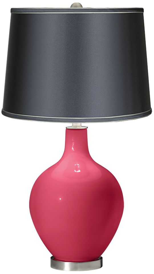 Antique Red - Satin Dark Gray Shade Ovo Table Lamp