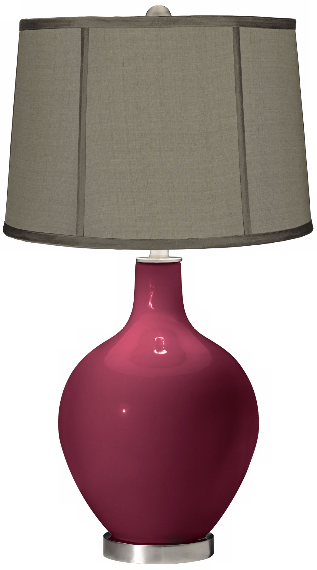 Dark Plum Gray Dupioni Silk Shade Ovo Table Lamp