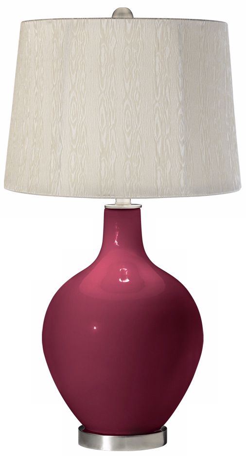 Dark Plum Cream Wood Grain Shade Ovo Table Lamp