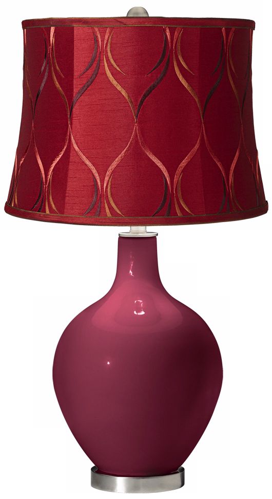 Dark Plum Merlot Embroidered Ovo Table Lamp