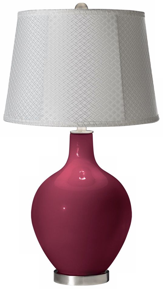 Dark Plum White Lattice Ovo Table Lamp