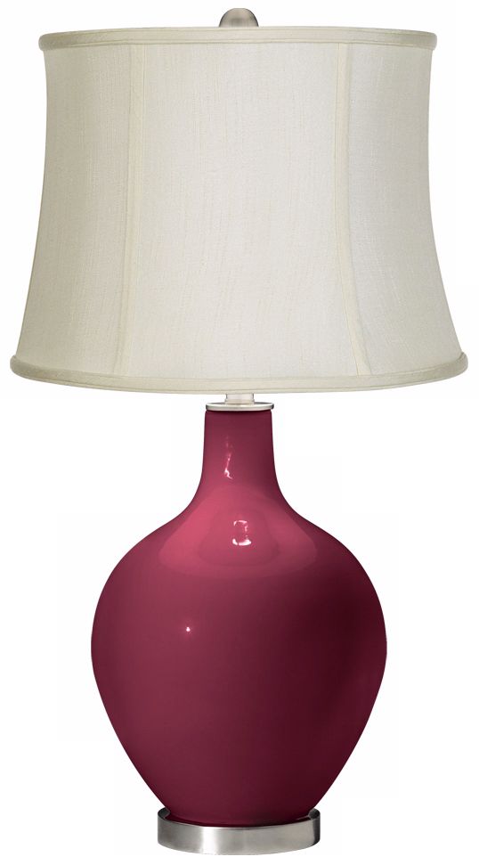 Dark Plum Creme Fabric Drum Ovo Table Lamp