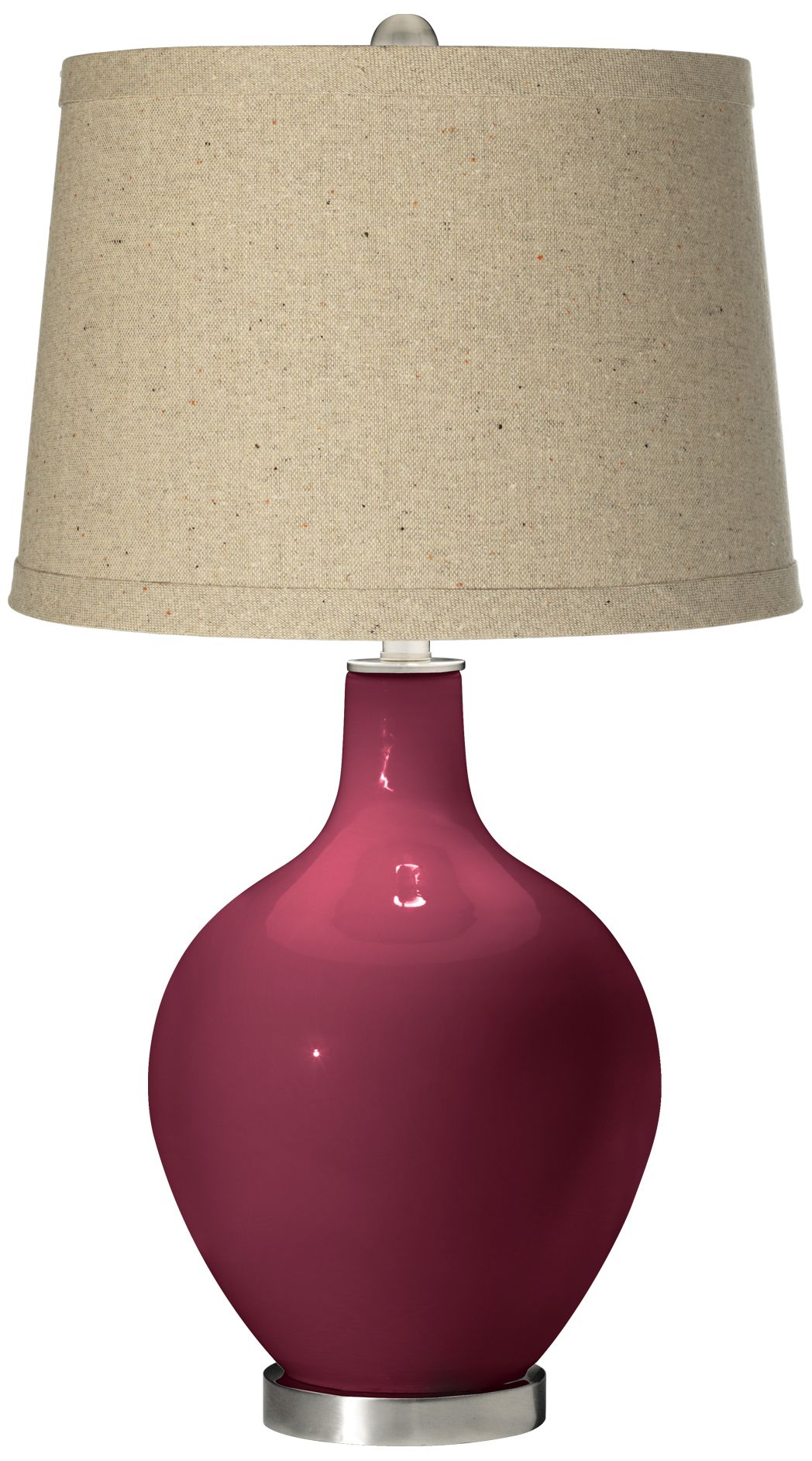 Dark Plum Oatmeal Linen Shade Ovo Table Lamp