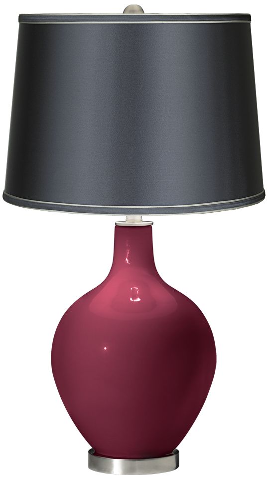 Dark Plum - Satin Dark Gray Shade Ovo Table Lamp