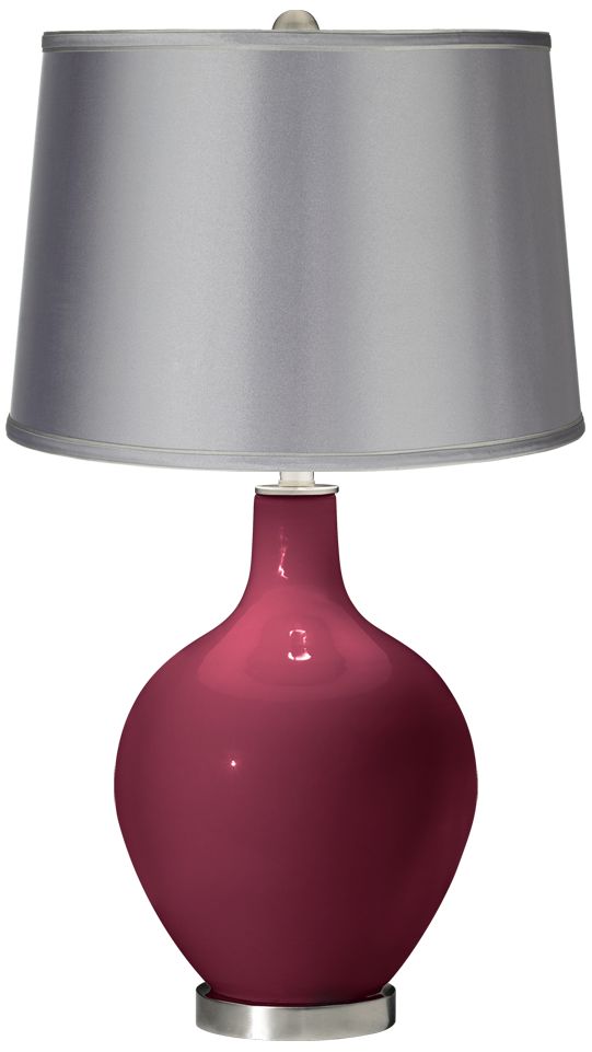 Dark Plum - Satin Light Gray Shade Ovo Table Lamp