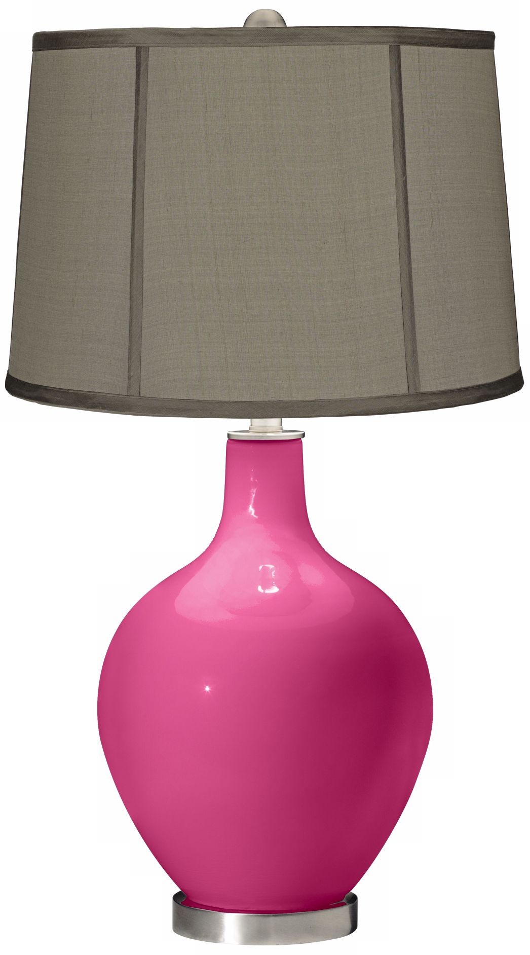 Blossom Pink Gray Dupioni Silk Shade Ovo Table Lamp