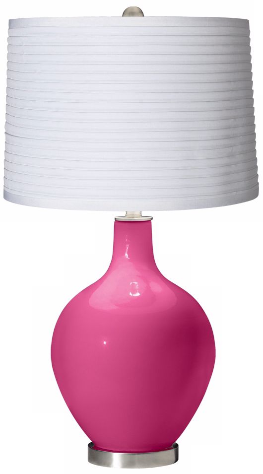 Blossom Pink White Pleated Shade Ovo Table Lamp