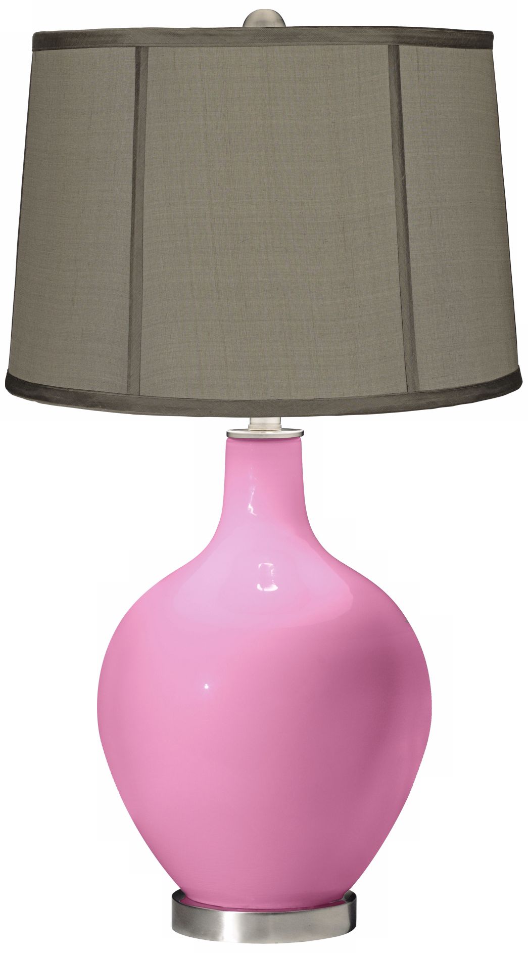 Pale Pink Gray Dupioni Silk Shade Ovo Table Lamp