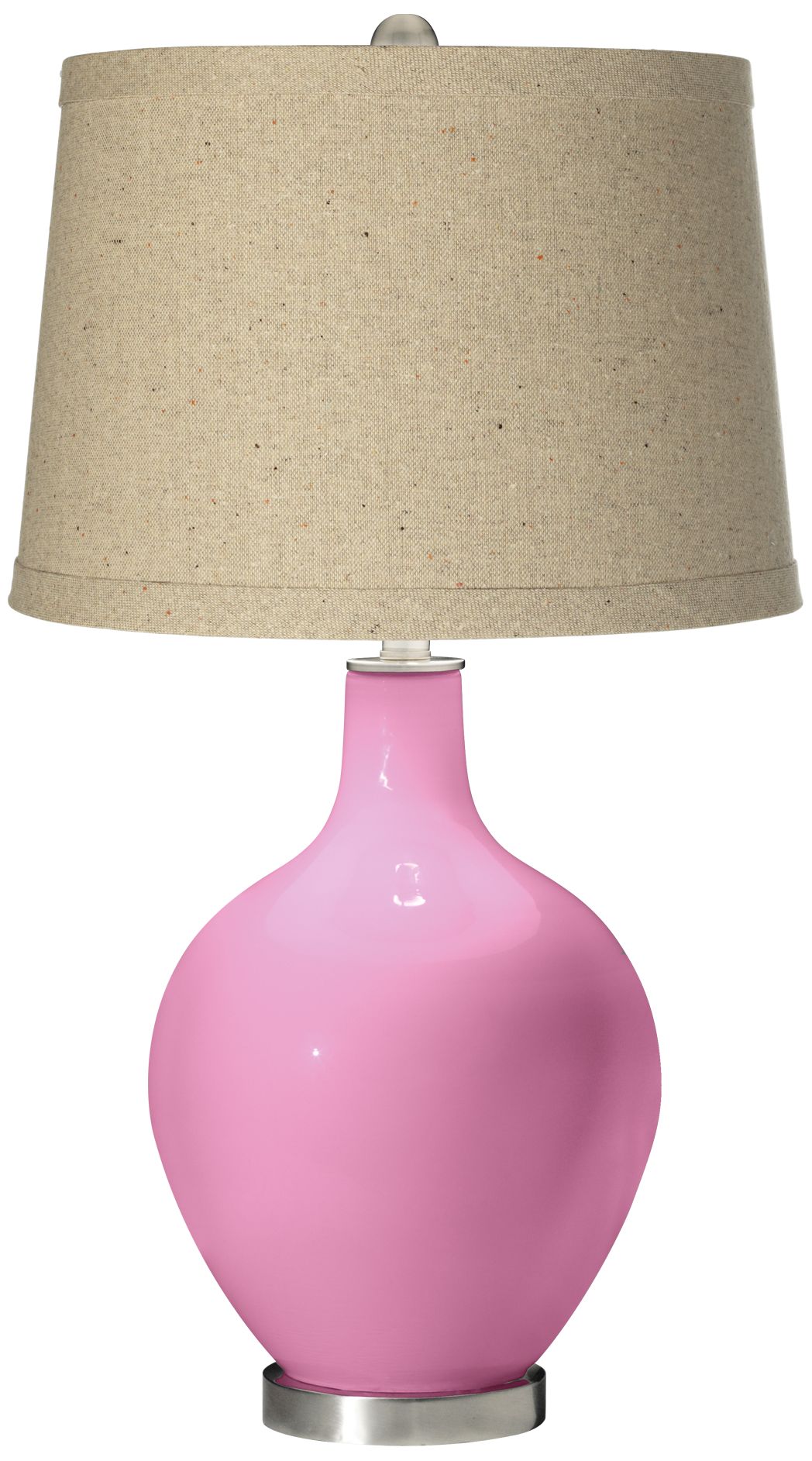 Pale Pink Oatmeal Linen Shade Ovo Table Lamp