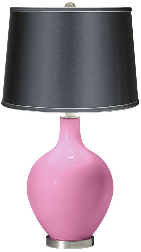 Pale Pink - Satin Dark Gray Shade Ovo Table Lamp