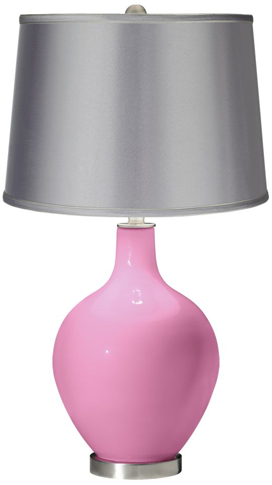 Pale Pink - Satin Light Gray Shade Ovo Table Lamp