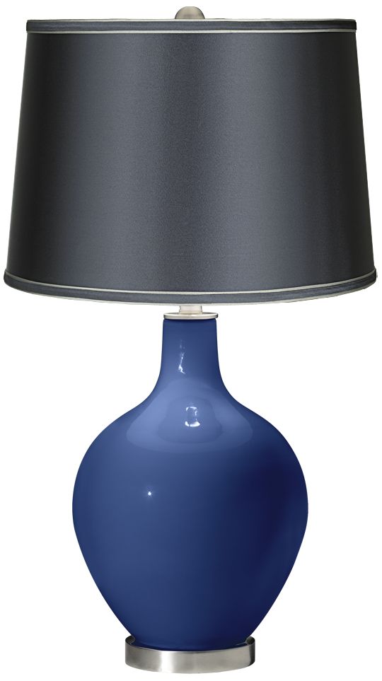 Monaco Blue - Satin Dark Gray Shade Ovo Table Lamp
