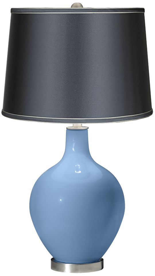 Dusk Blue - Satin Dark Gray Shade Ovo Table Lamp