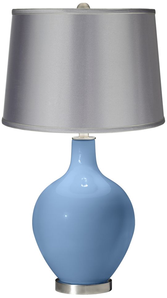 Dusk Blue - Satin Light Gray Shade Ovo Table Lamp