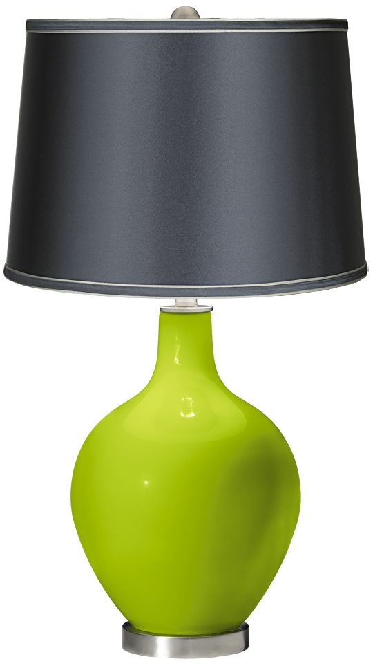 Tender Shoots - Satin Dark Gray Shade Ovo Table Lamp