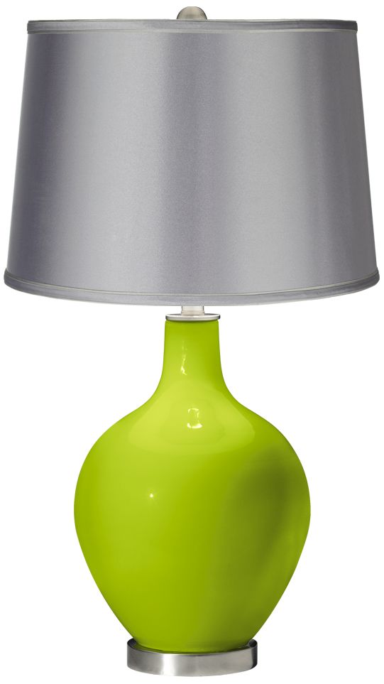 Tender Shoots - Satin Light Gray Shade Ovo Table Lamp