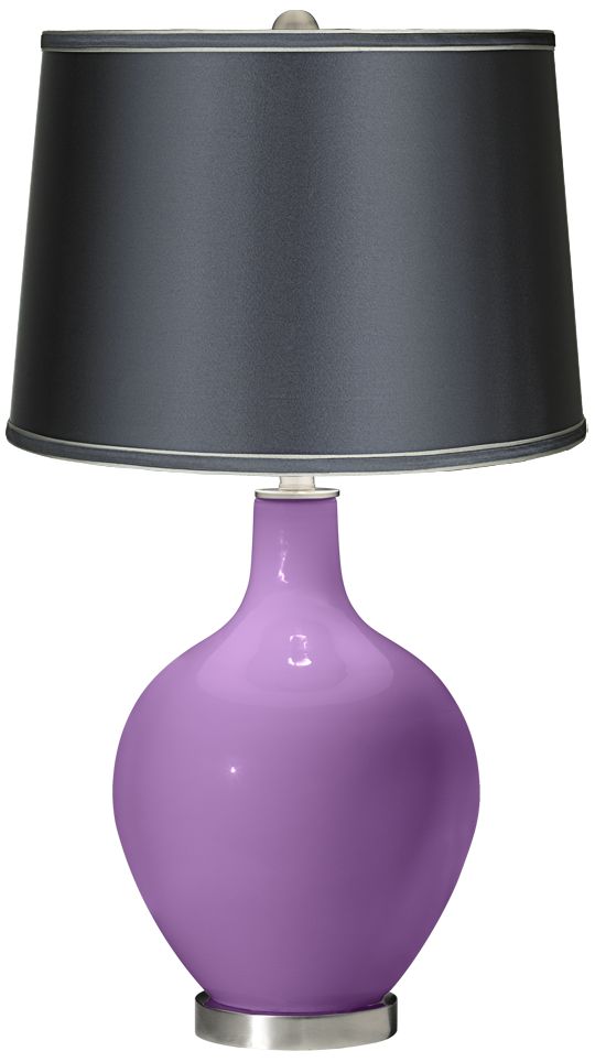 African Violet - Satin Dark Gray Shade Ovo Table Lamp