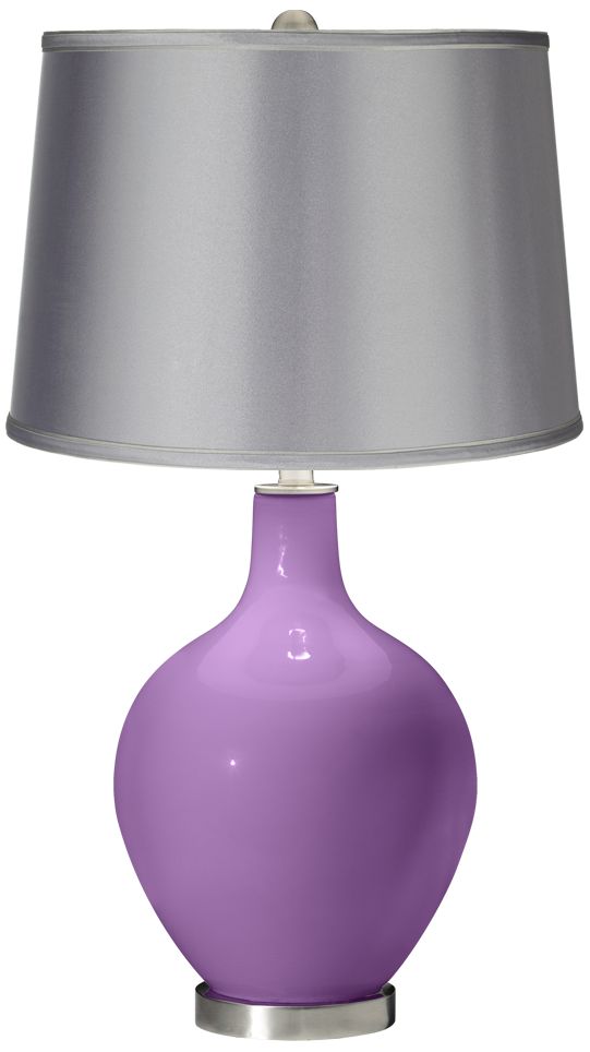 African Violet - Satin Light Gray Shade Ovo Table Lamp