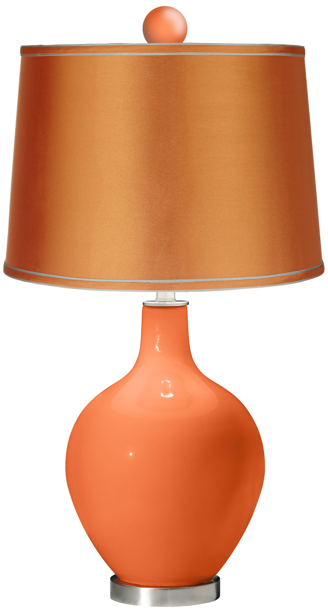 Nectarine - Satin Orange Ovo Table Lamp with Color Finial