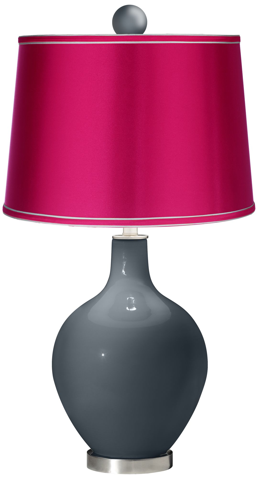 Outer Space - Satin Fuchsia Ovo Lamp with Color Finial