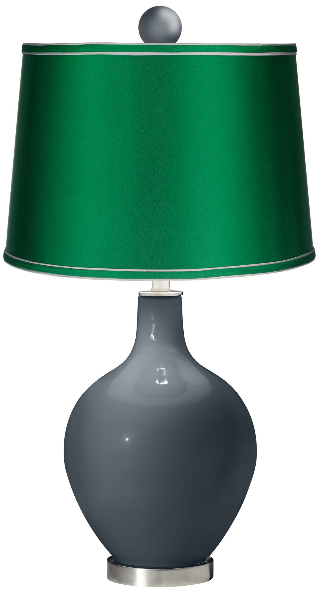 Outer Space - Satin Emerald Ovo Lamp with Color Finial