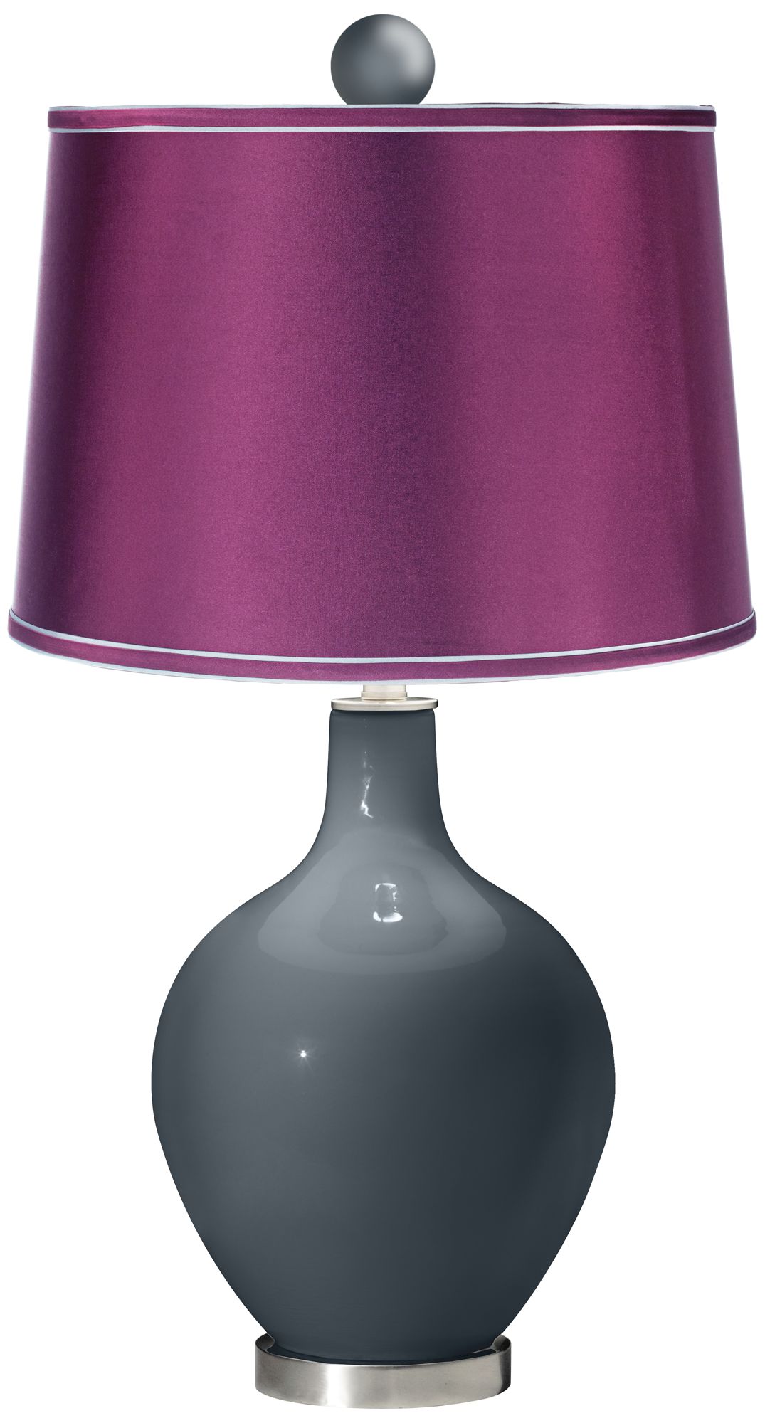 Outer Space - Satin Plum Ovo Table Lamp with Color Finial