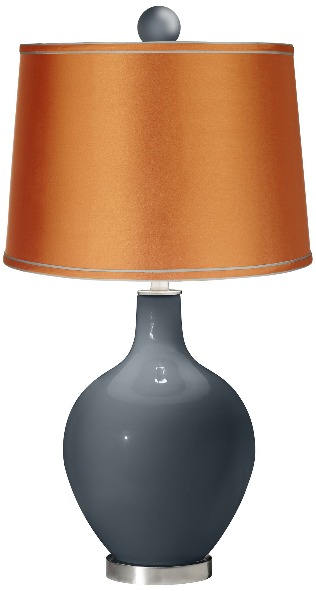 Outer Space - Satin Orange Ovo Lamp with Color Finial