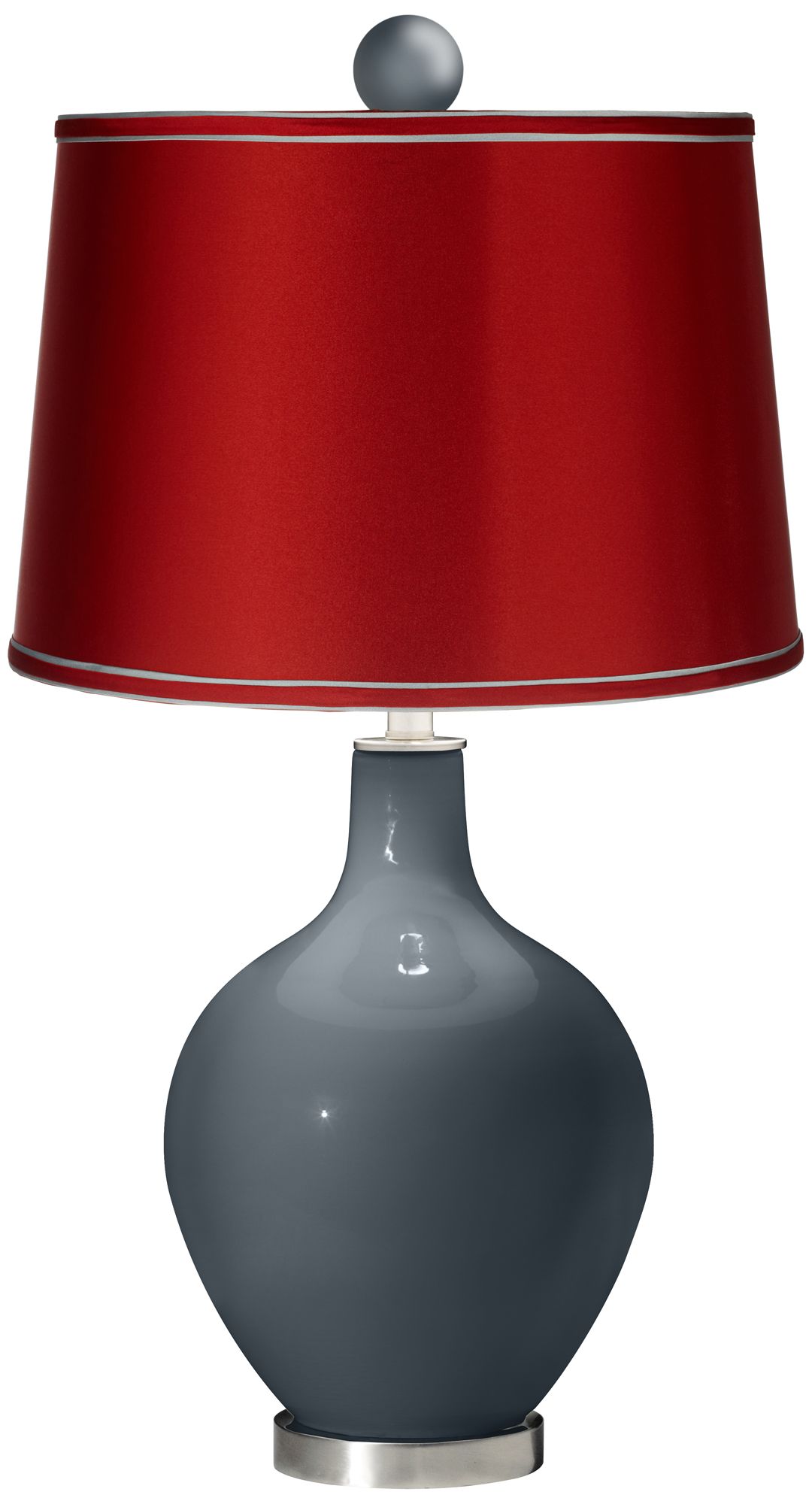 Outer Space - Satin Red Ovo Table Lamp with Color Finial