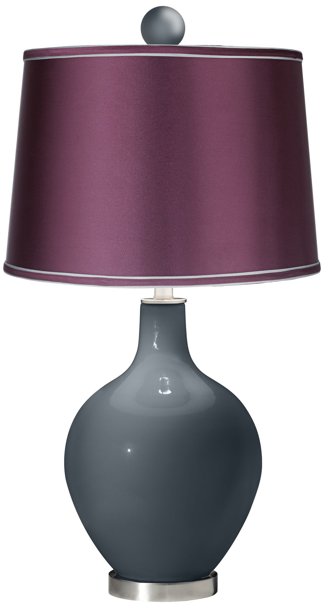 Outer Space - Satin Eggplant Ovo Lamp with Color Finial