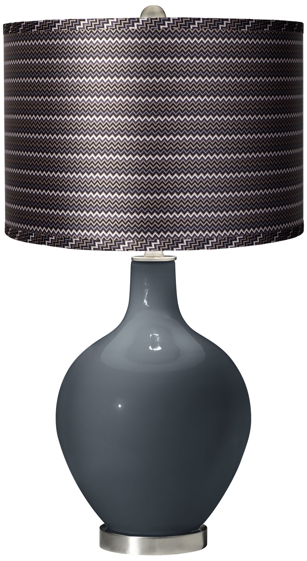 Outer Space - Satin Gray Zig Zag Shade Ovo Table Lamp