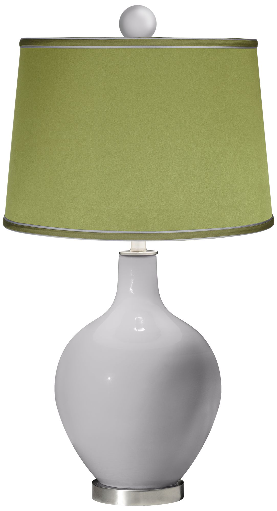 Swanky Gray - Satin Olive Green Ovo Lamp with Color Finial